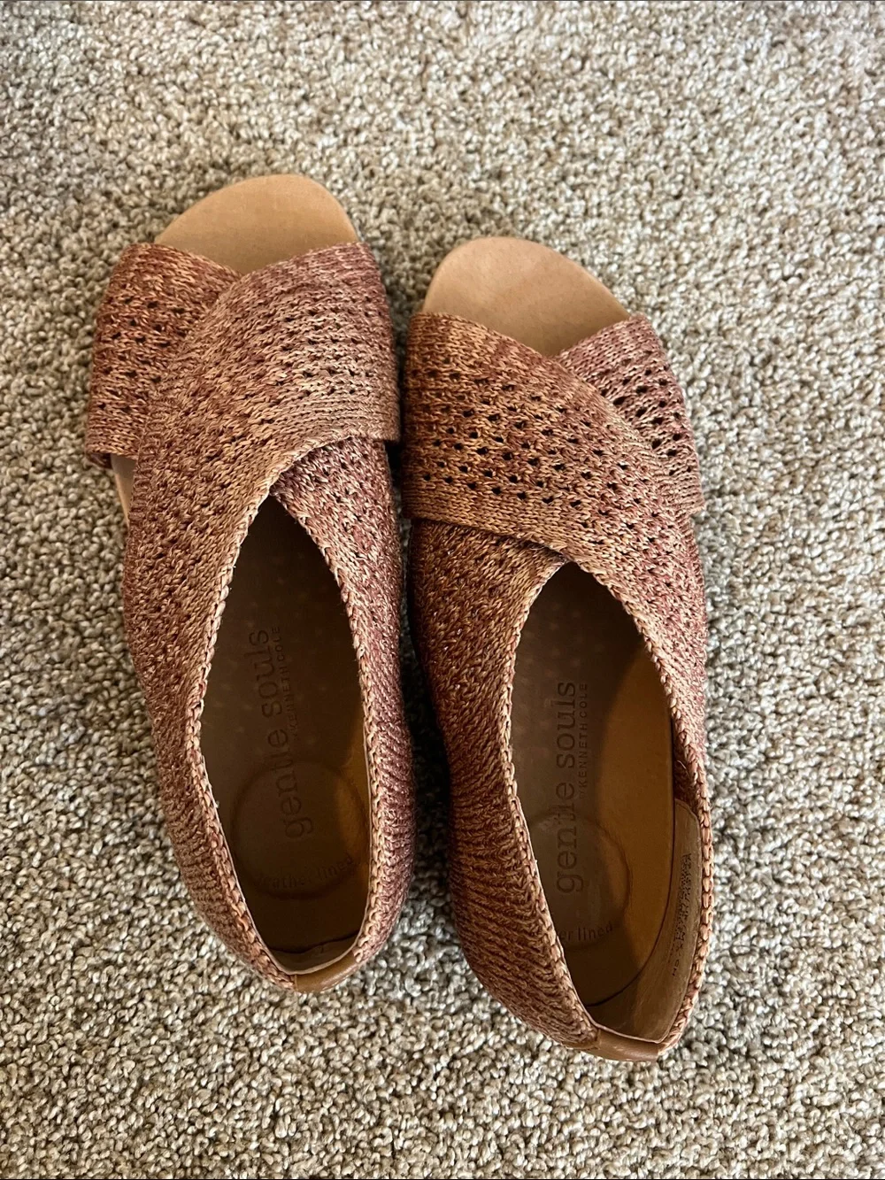 gentle souls Woven Open-Toe Crossover Sandals in Rust - Picture 3 of 5